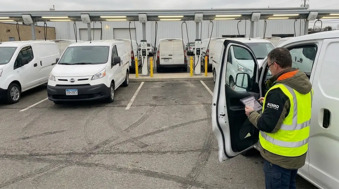 Fleet EV charging infrastructure at a commercial facility in California