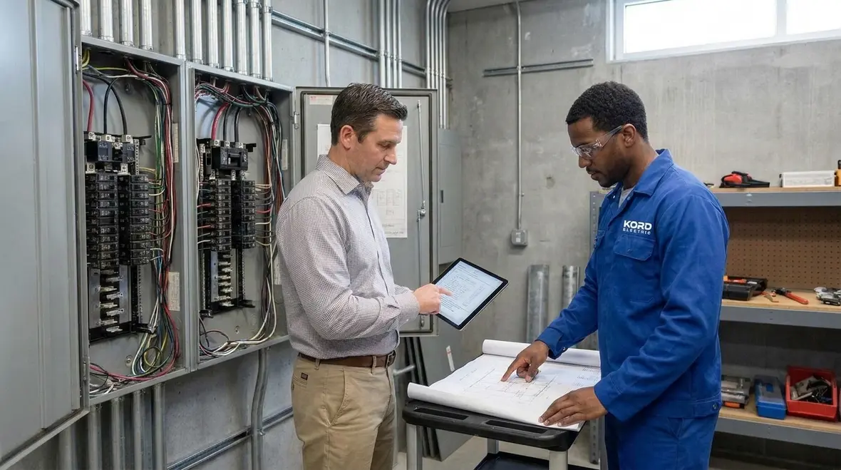 Commercial electrician reviewing latest GFCI code updates for California