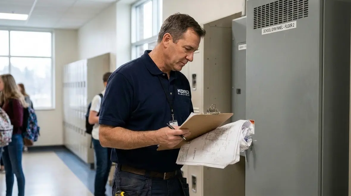 Preventive electrical maintenance work in a California school