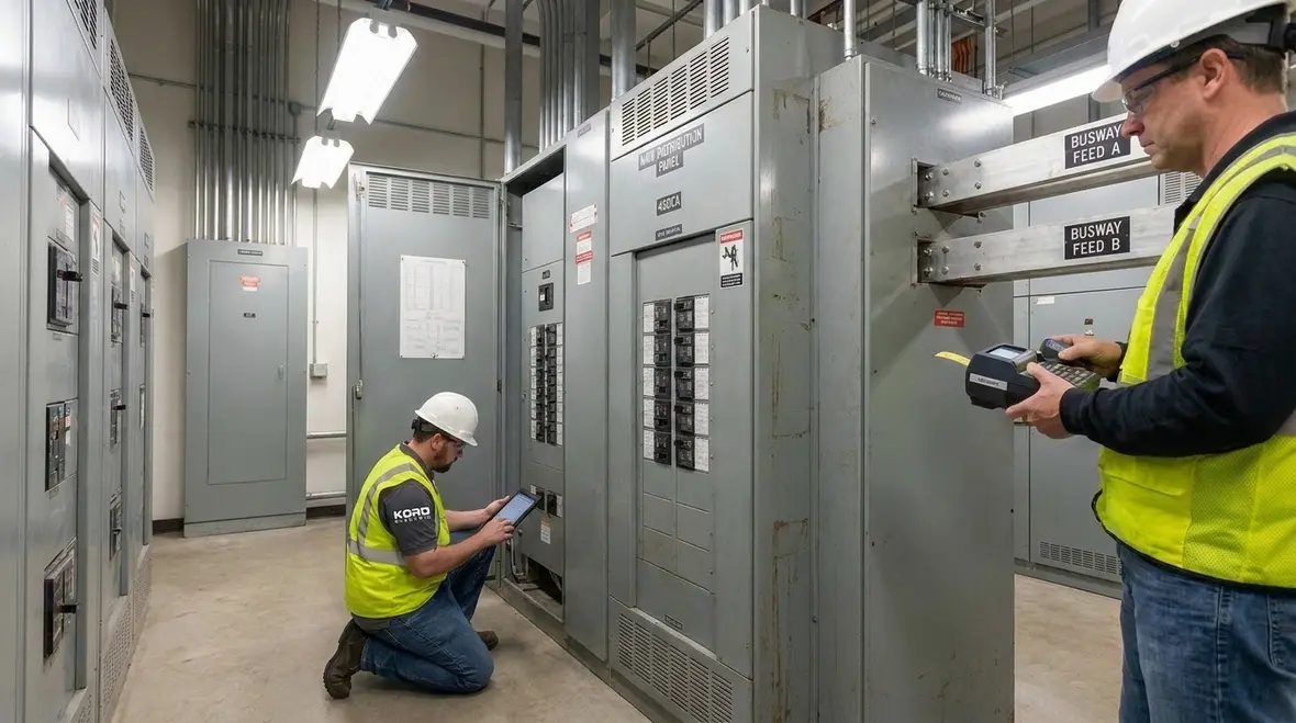 EV fleet charging stations at a commercial facility showing electrical capacity planning