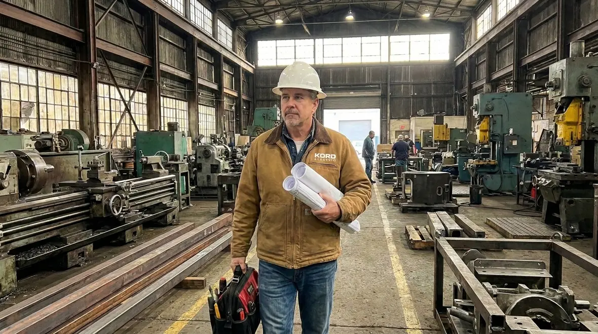 Industrial electrical contractor working in a Los Angeles manufacturing facility