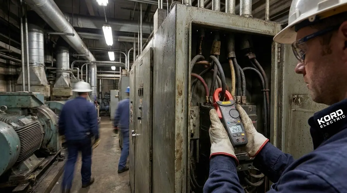 Electrical team reviewing industrial power distribution for a Los Angeles plant