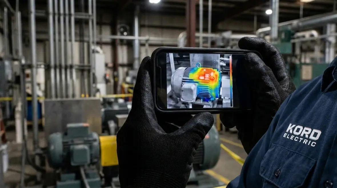 Industrial electrical equipment failure prevention inspection in an electrical room