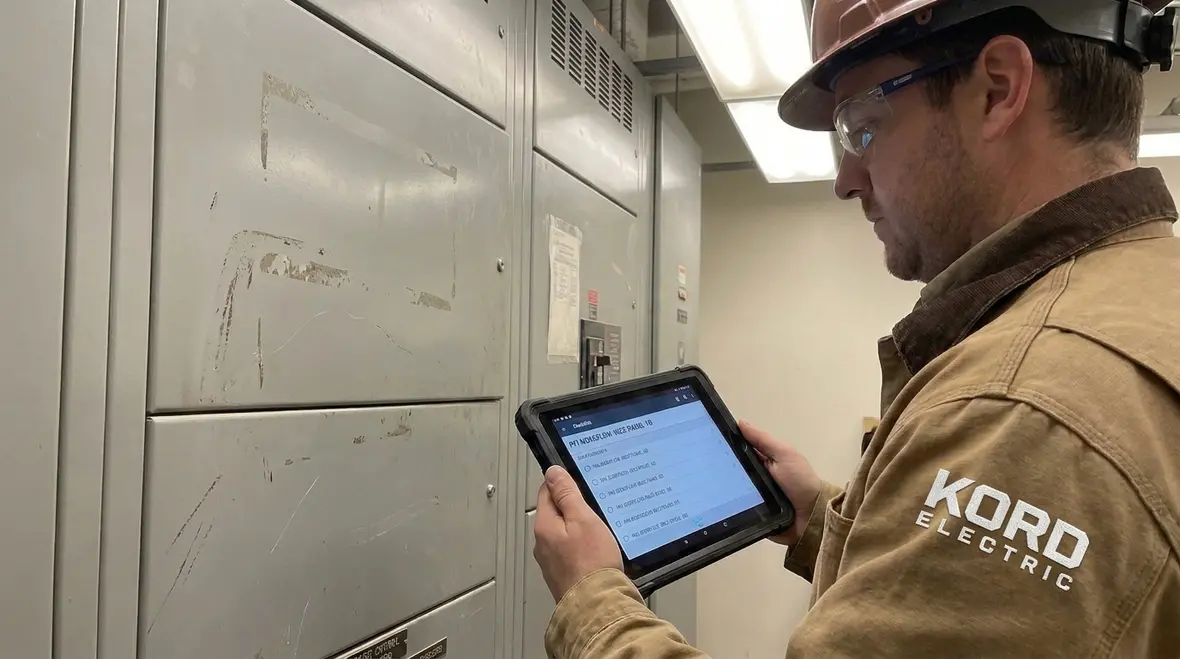 Industrial switchgear and MCC inspection as part of a maintenance checklist