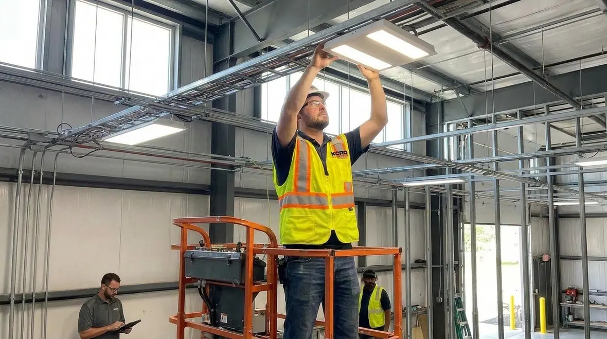 Industrial warehouse lighting design layout overview