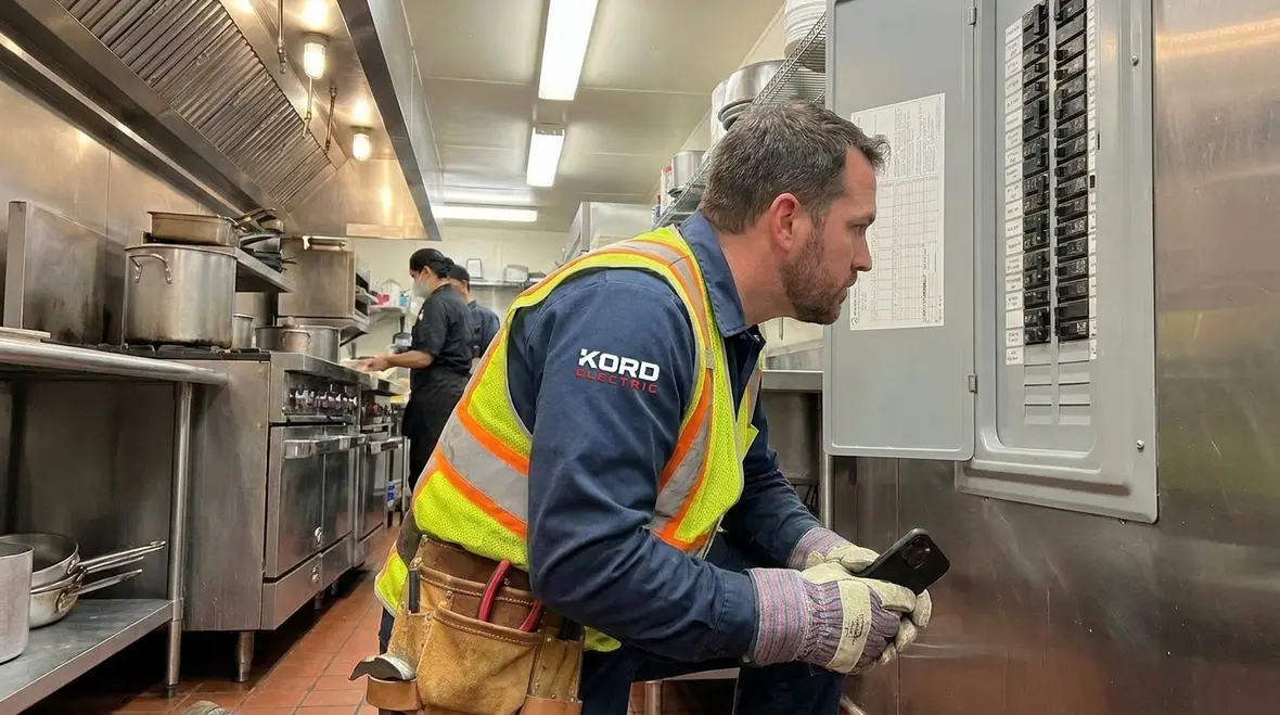 Electrical panel inspection in a commercial restaurant kitchen