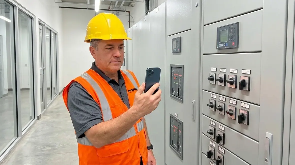 Facility manager reviewing electrical compliance documentation