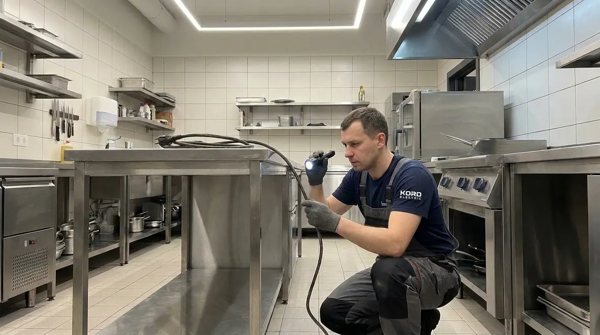 Restaurant kitchen electrical panel inspection in Los Angeles