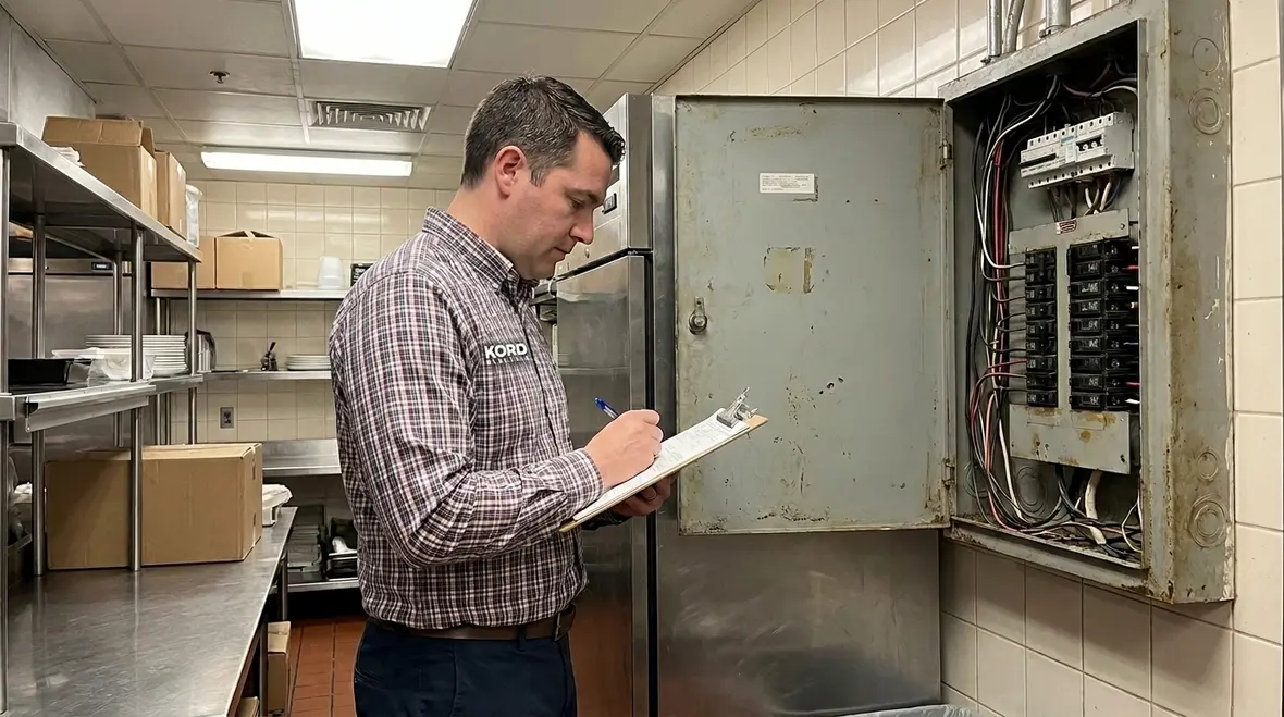 Restaurant vent hood and cooking equipment electrical connections