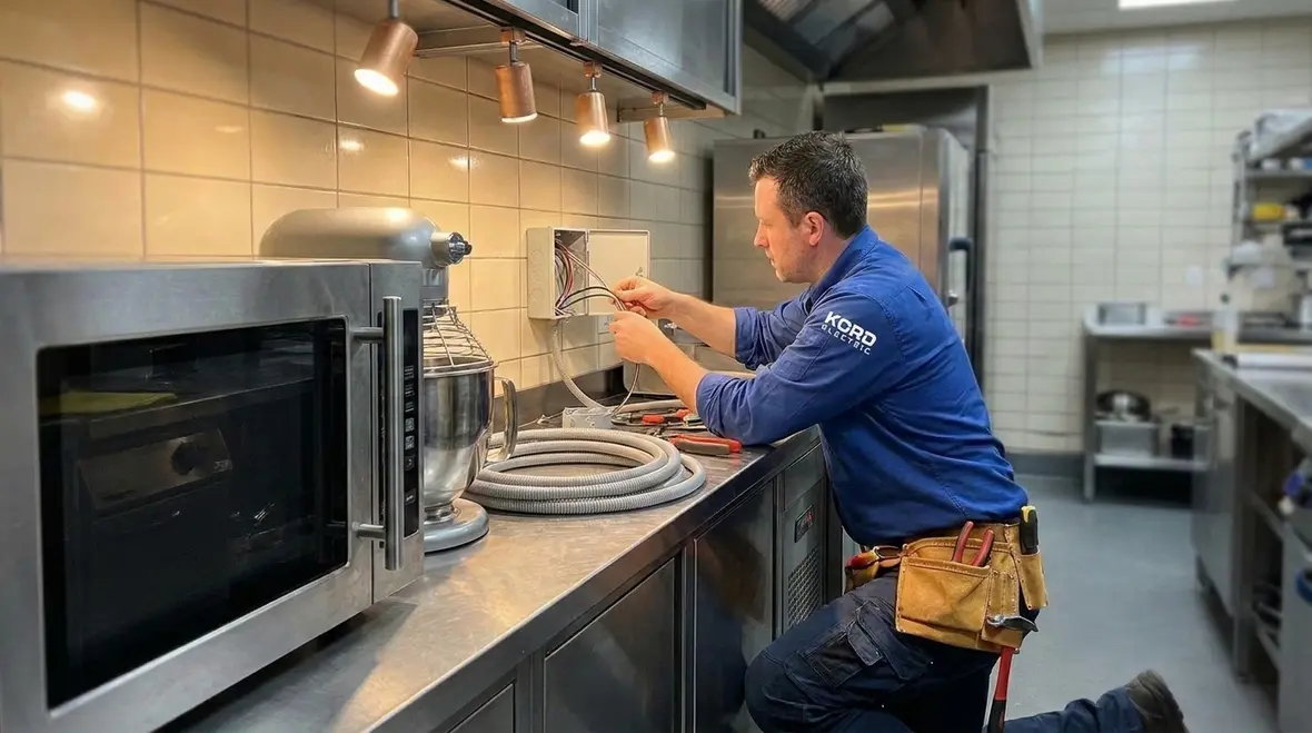 Restaurant electrical panels and power distribution inspected for Los Angeles County code compliance