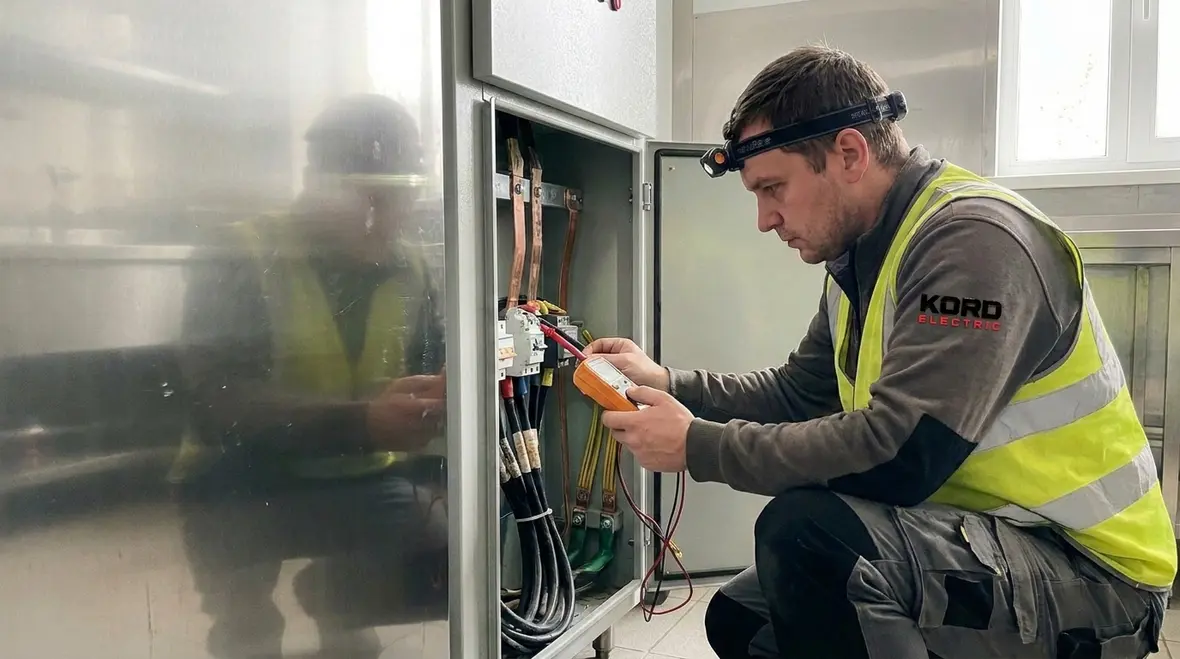 Commercial kitchen electrical panel and grounding layout in Los Angeles County restaurant