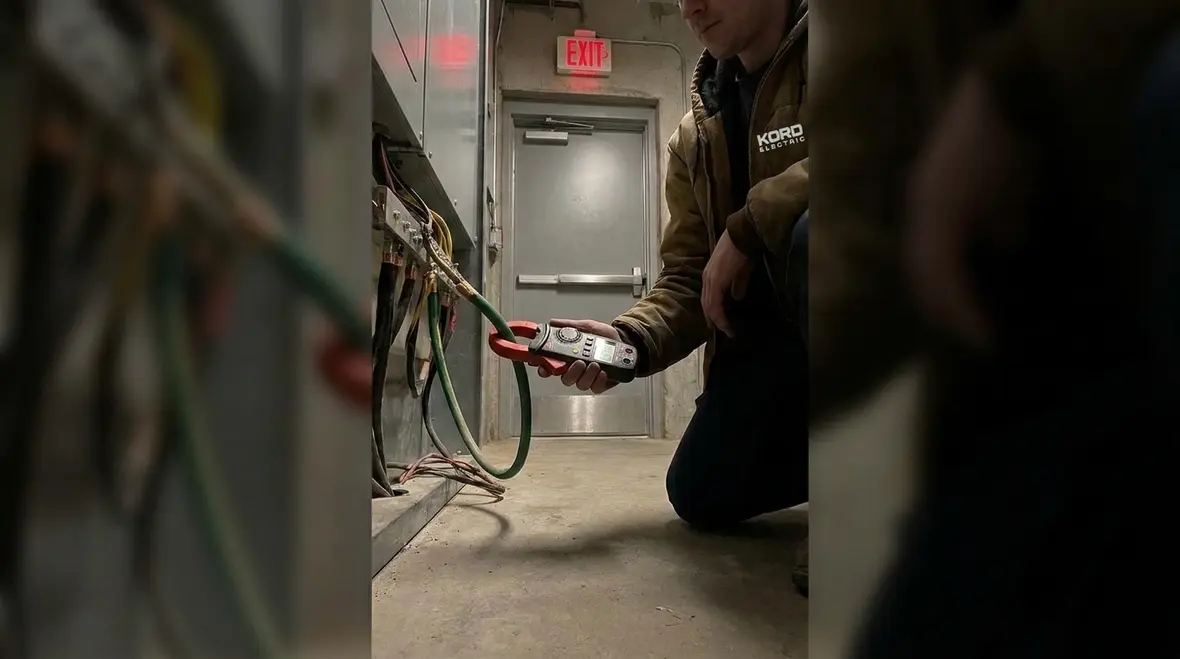Technician testing school electrical systems to catch hidden issues early