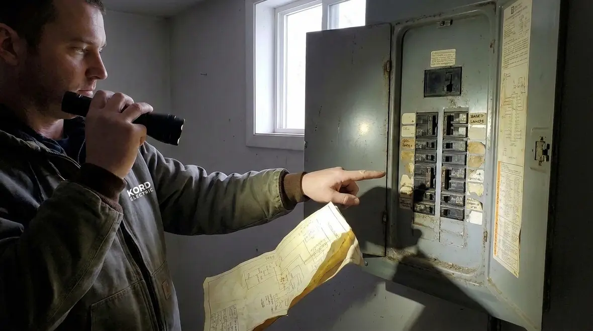 Old commercial electrical panel needing code-compliant upgrade