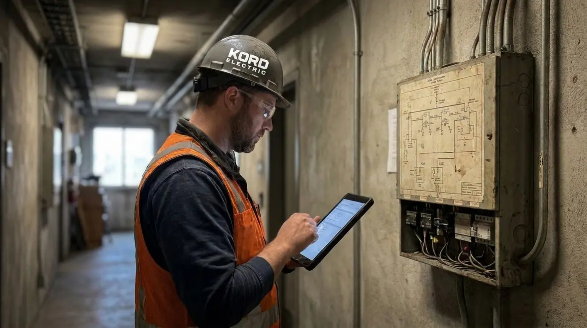 Los Angeles electrical inspector reviewing tenant improvement work