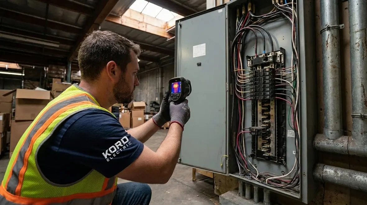 Warehouse electrical panels and equipment in California facility
