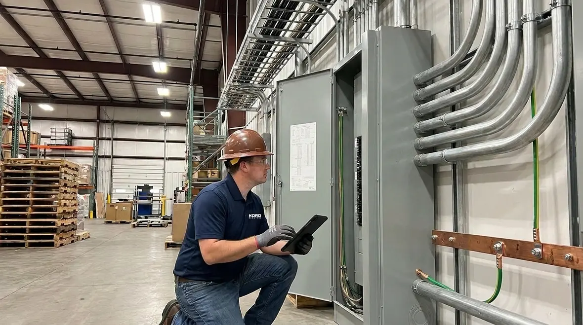 Warehouse electrical disconnects and lockout tagout labeling