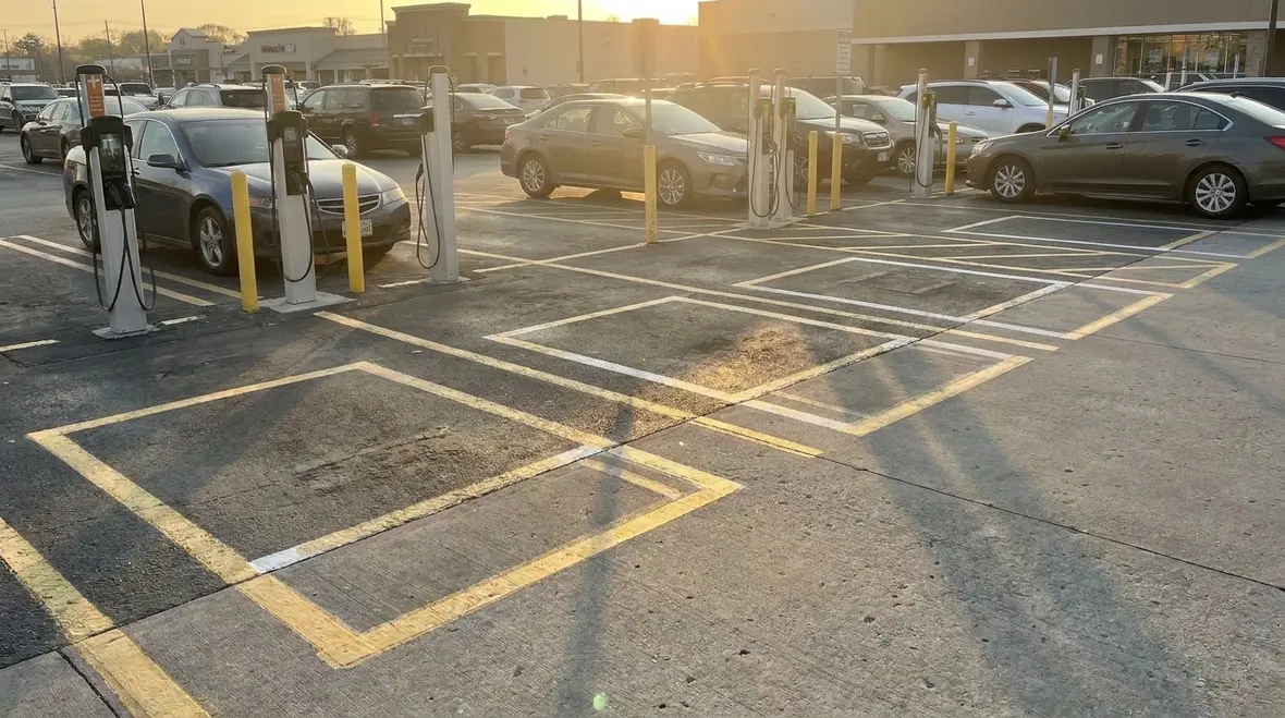 Smart load managed apartment EV charging layout in California