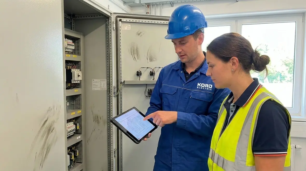 Commercial electrical room with NEC AC systems not grounded safety practices in place
