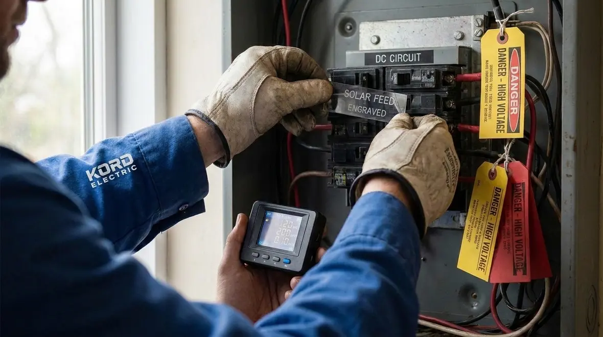Commercial DC wiring installation with proper isolation and workmanship