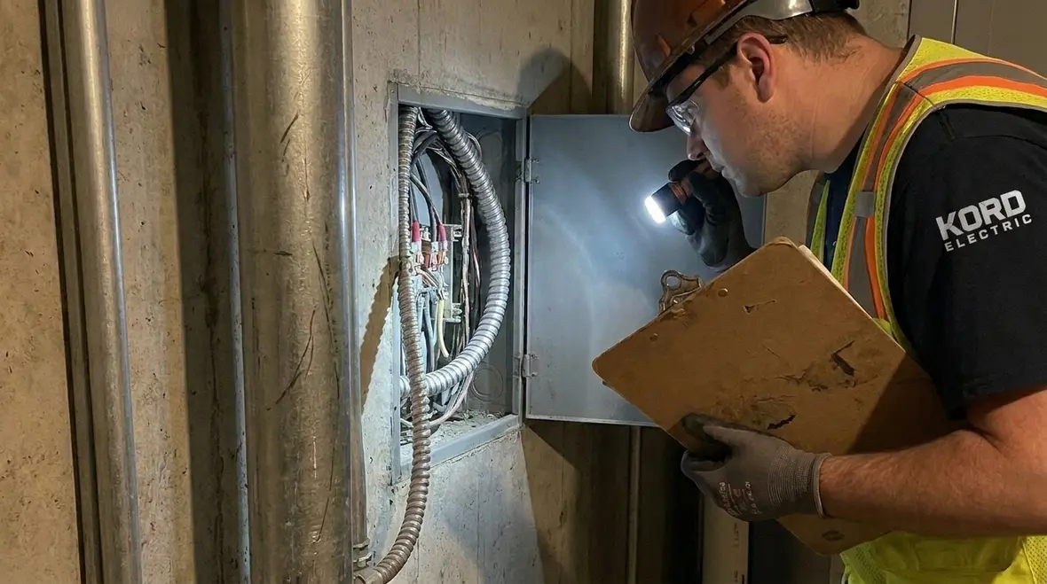 Close-up of flexible metal conduit terminations showing proper conductor continuity