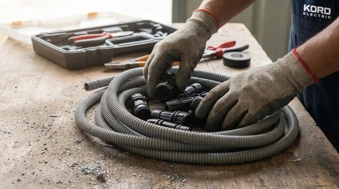 Outdoor electrical equipment with NEC FMC wet locations grade conduit