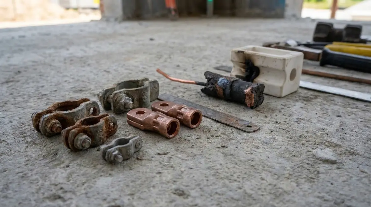 Ground rod and concrete-encased electrode bonding layout