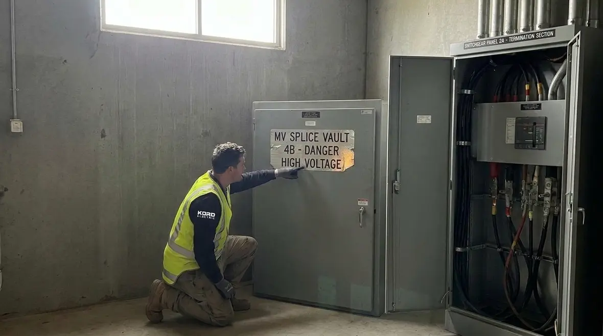 Medium voltage termination labeling inside commercial switchgear