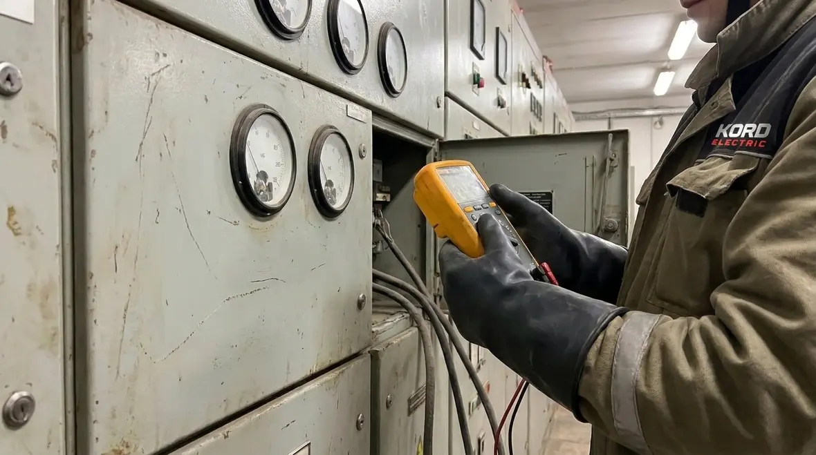 Technicians servicing NEC MV reconditioned equipment in a commercial facility