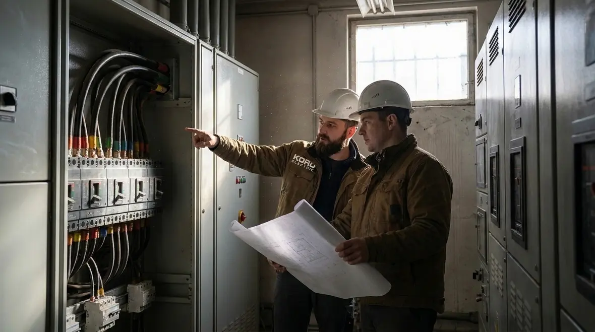 Engineers coordinating OCPD sizing with conductor ampacity in commercial facility