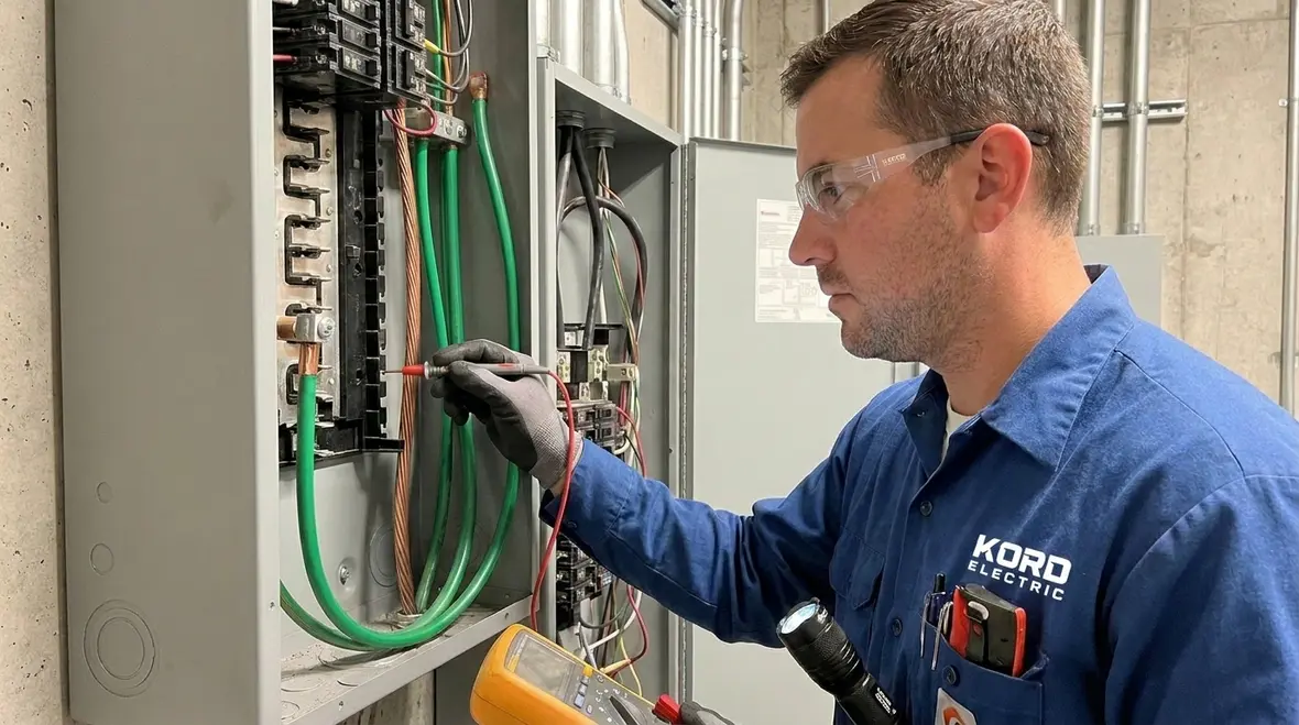 Service entrance cable grounding conductors installed in a commercial electrical room