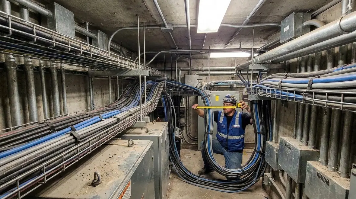 Engineers reviewing NEC SEC cable ampacity and routing plans