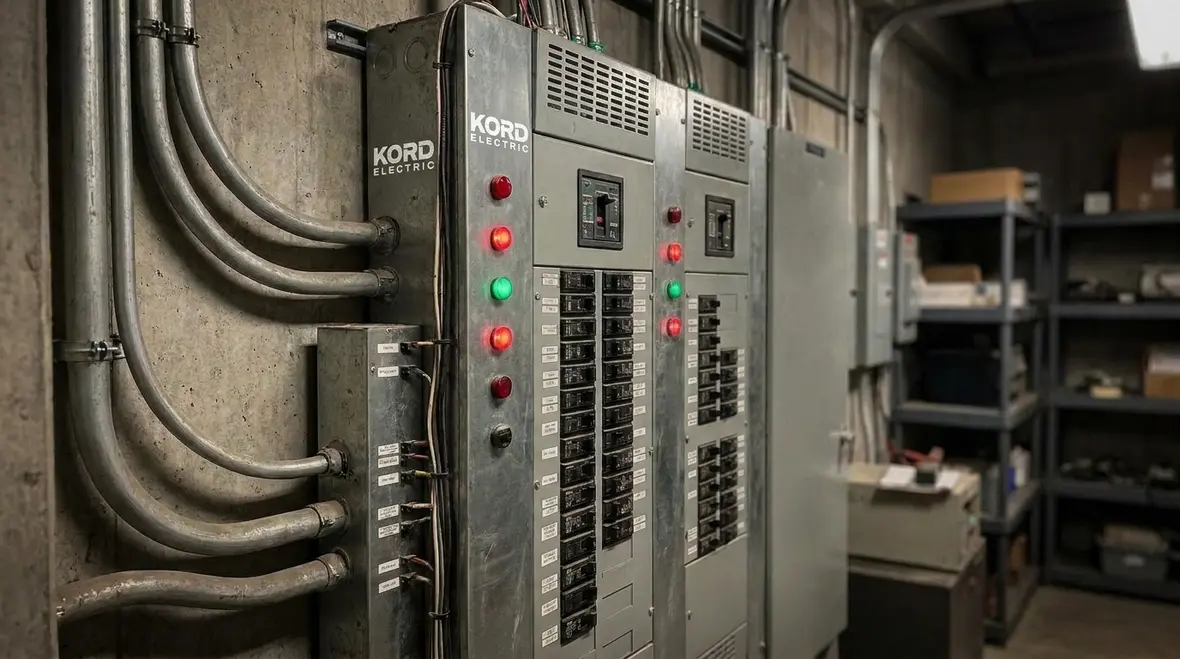Commercial electrical panels with coordinated surge protection devices