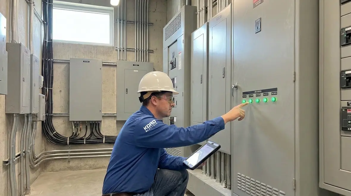 Commercial electrical panel with clearly visible SPD indicator