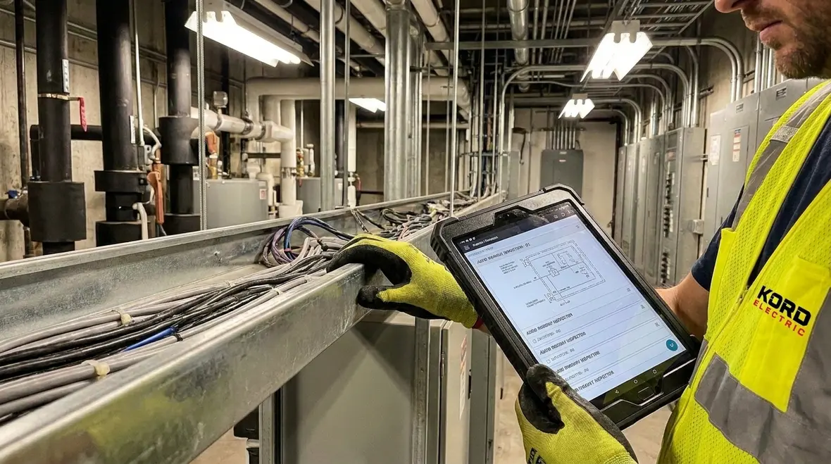 Audio wireway and gutter routing through a commercial electrical room