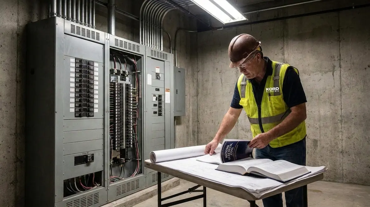 Labeled IT power panel showing NEC compliant equipment marking