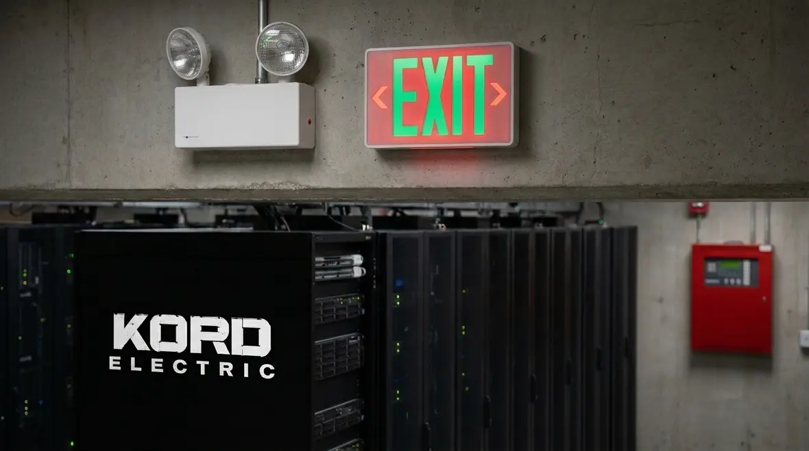 IT room emergency lighting integrated with fire protection strategy