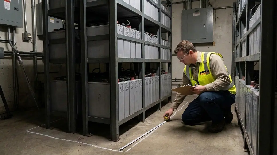 Electrical room layout showing separation and clear access to IT battery systems