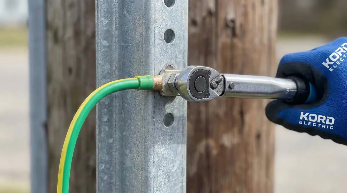 Grounding and bonding conductors connected to a metal sign frame