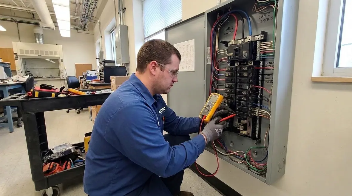 Laboratory discharge lighting installation designed to meet NFPA 70 Section 660.23 requirements