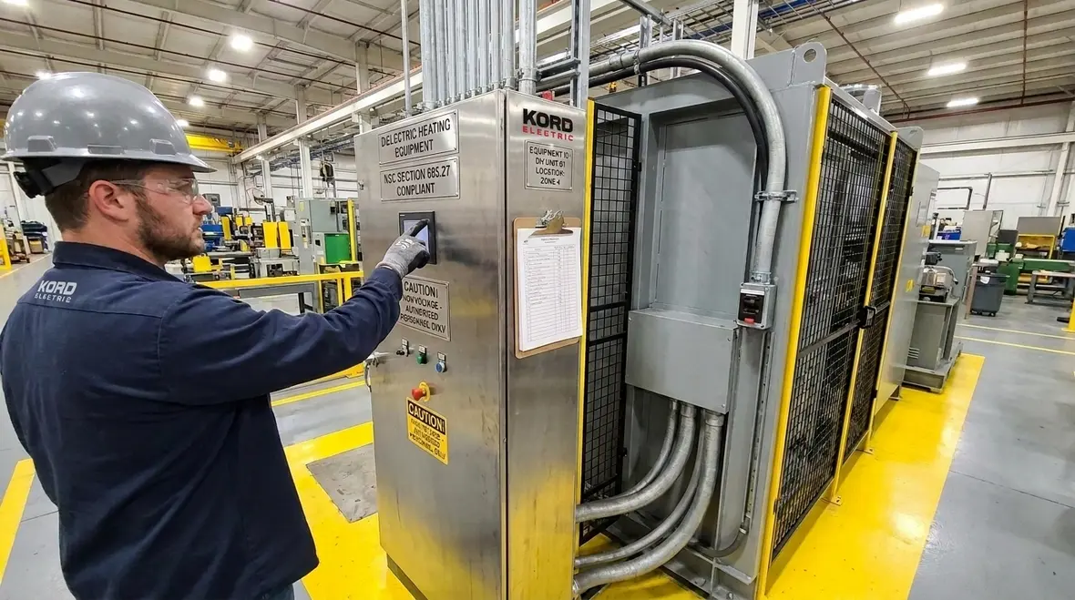 NEC Section 665.27 dielectric heating marking rules