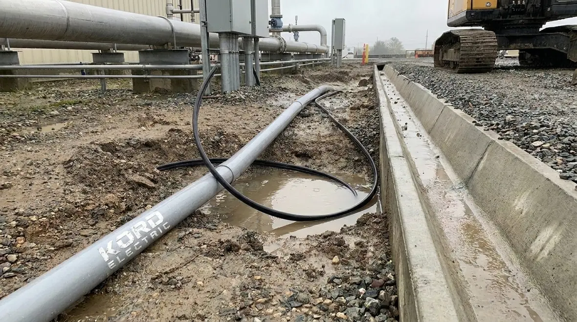 Kord Electric team assessing underground cable route and soil conditions
