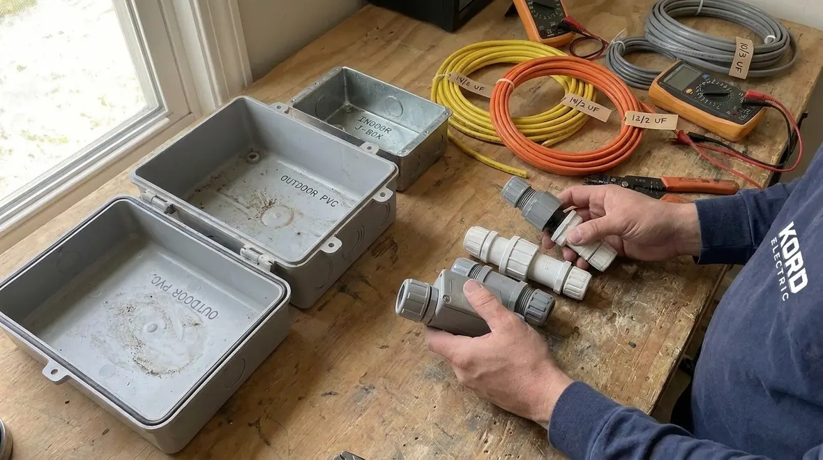 Selecting NEC UF cable wiring devices and enclosures for commercial use
