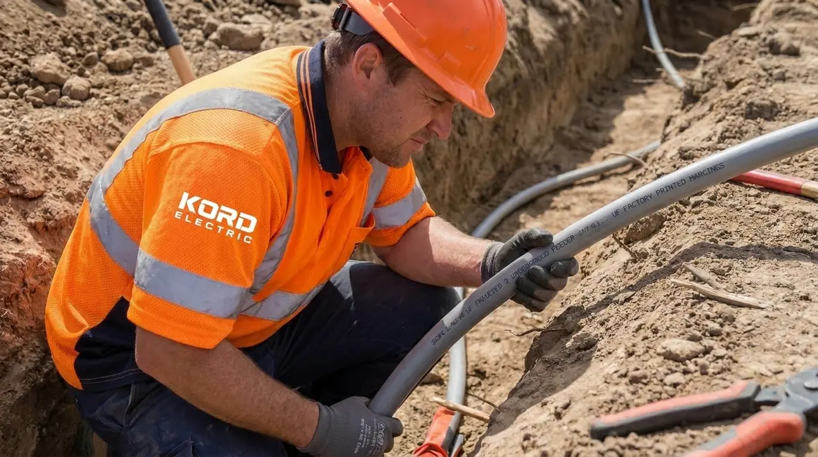 Underground feeder NEC UF cable markings close-up