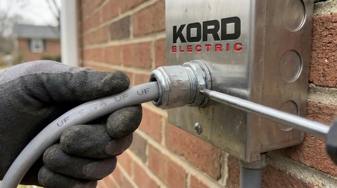 Outdoor UF cable transition protected with proper boxes and fittings