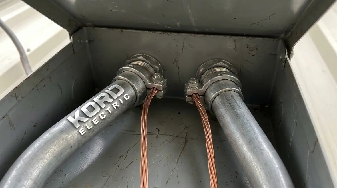 Diagram showing grounding versus bonding paths for UF cable terminations