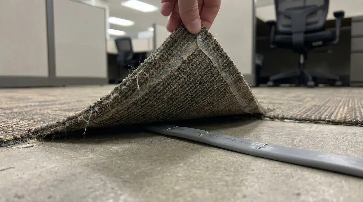 UF cable routes beneath carpet and office floor coverings