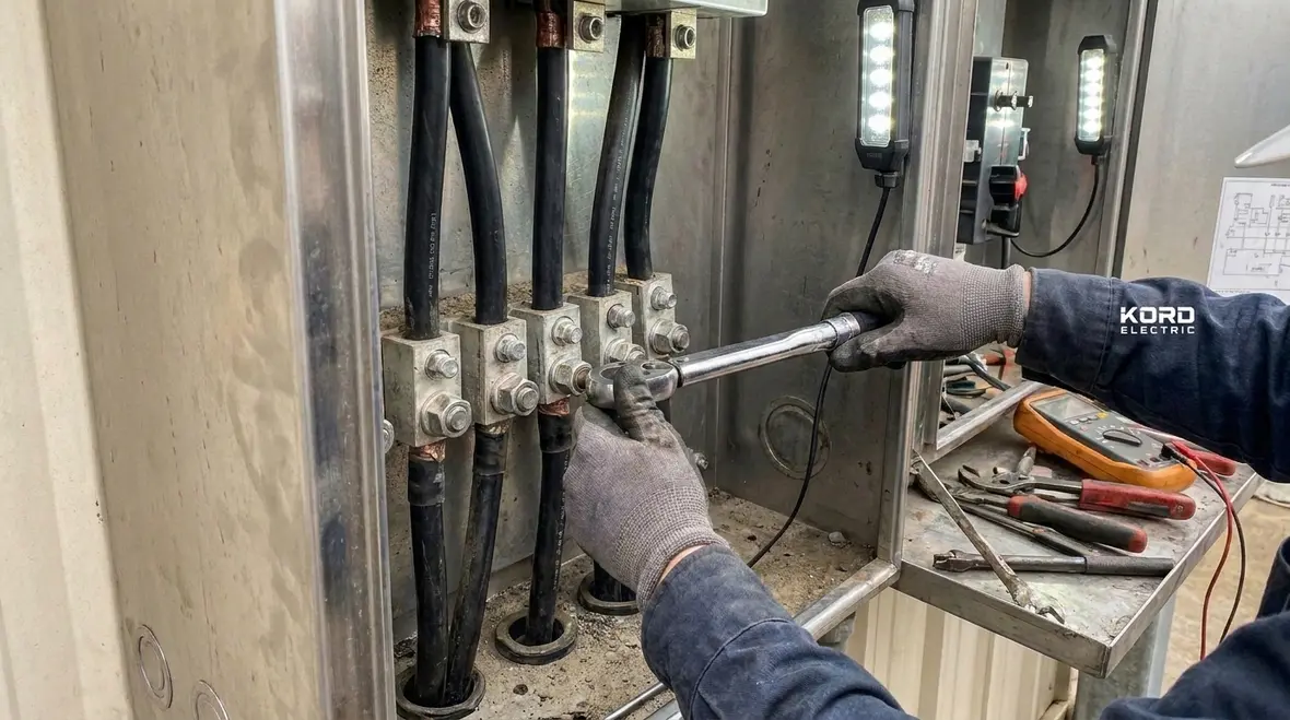 Service entrance conductors inspected for NEC compliance