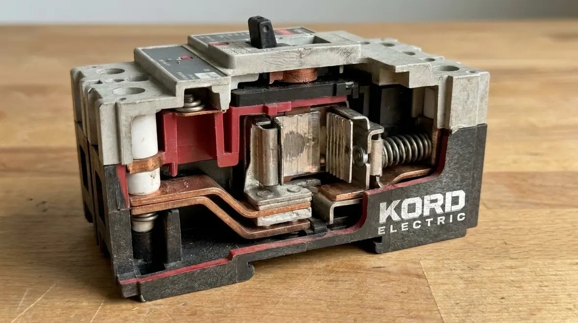 Close up of NEC arc flash breaker features and protection settings