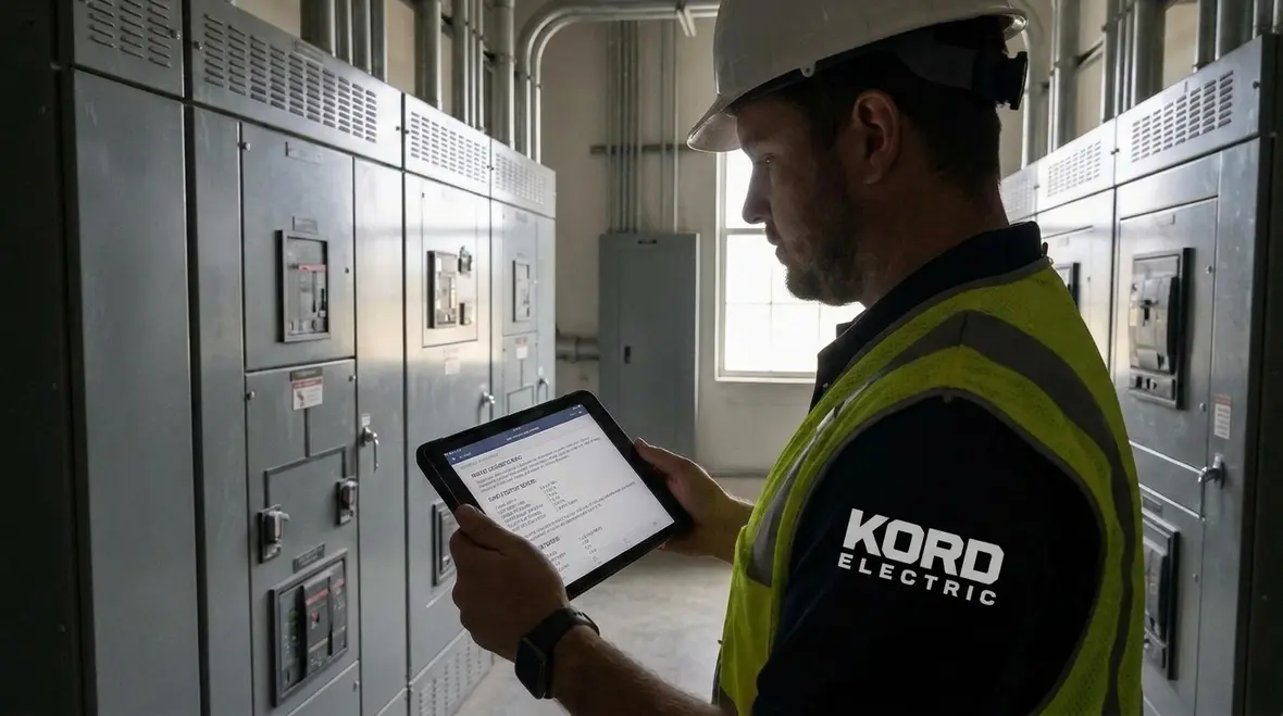 Available fault current calculations being reviewed on an industrial single-line diagram