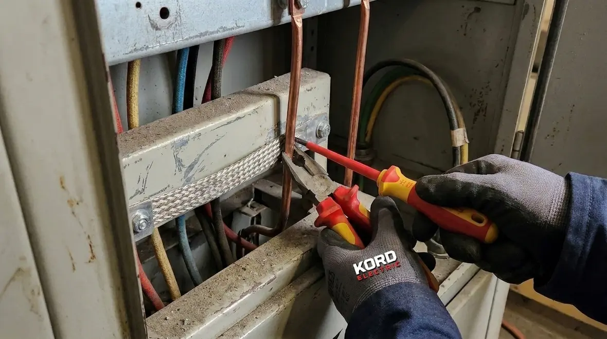 Bonding and grounding layout near energized parts in a commercial panel